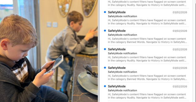 The Other Phone SafetyMode alerts in action during normal use