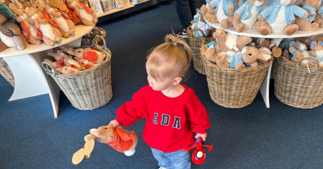 A child in the Beatrix Potter gift shop
