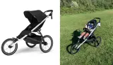 Child in Thule Glide 3 jogging pushchair in countryside
