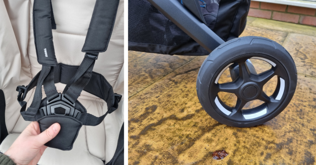 Thule Spring 2 five-point harness and reflective back wheel