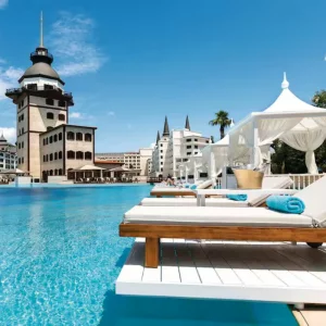 Pool beds at Titanic Mardan hotel in Antalya