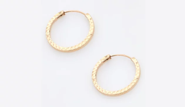 14ct Gold Diamond Cut Hoop Earrings, £80