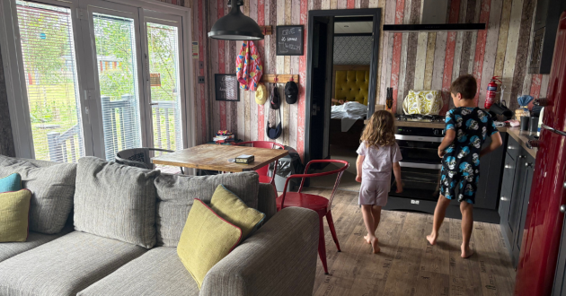 The kitchen area in a TriBeCa caravan at Tattershall Lakes Country Park