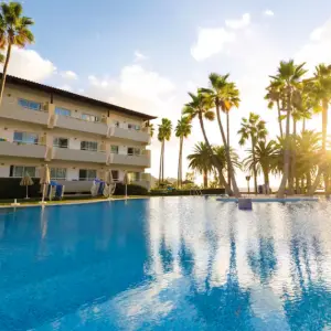 TUI Blue Grupotel Mallorca Mar main pool sun behind palm trees