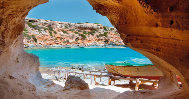 One of Ibiza's white sand beaches