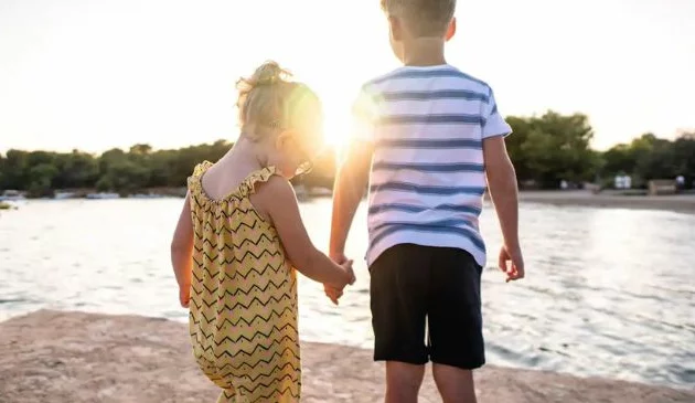 Toddlers on a family holiday