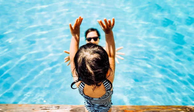 Family holiday by the pool