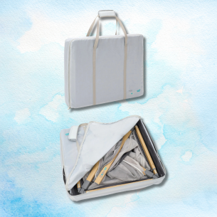 Tutti Bambini CoZee Go travel cot review image showing cot in travel bag