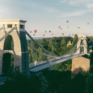 Hot air balloons over the Clifton Suspension Bridge, Bristol