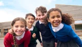 Children on the playground in uniform