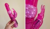 A product grid of a tester holding the Lovehoney Jessica Rabbit vibrator