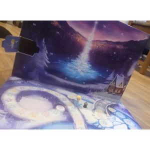 Disney Frozen LEGO advent calendar in testing with first door open to reveal LEGO Elsa