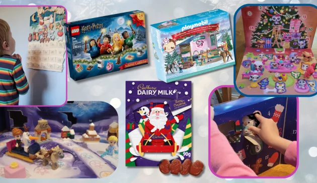 Best Advent calendars for kids hero image featuring Playmobil, LEGO, Squishmallows, Cadburys and Littlest Pet Shop advent calendars