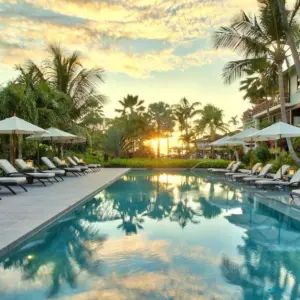 The Sandpiper pool area sunset