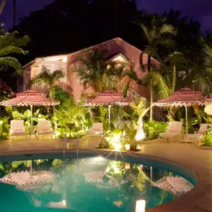 Cobblers Cove pool at night