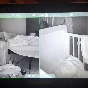 Babysense max view pro baby monitor in testing showing split screen