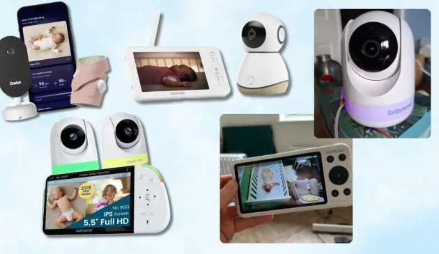 baby monitors hero image featuring babysense max view pro, Maxi-Cosi See Pro, Owlet Dream Duo and Momcozy BM04