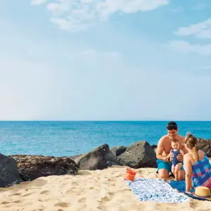 Family on a beach in Lanzarote