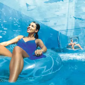 Aquarium water slide at Atlantis, The Palm, Dubai