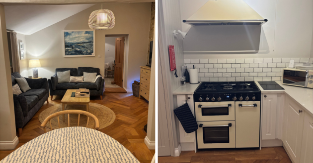 The Orangery holiday cottage review real images showing range cooker and living room