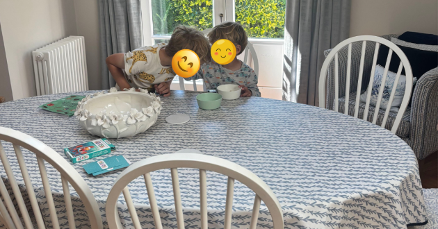 The Orangery holiday cottage review real image showing children at the table