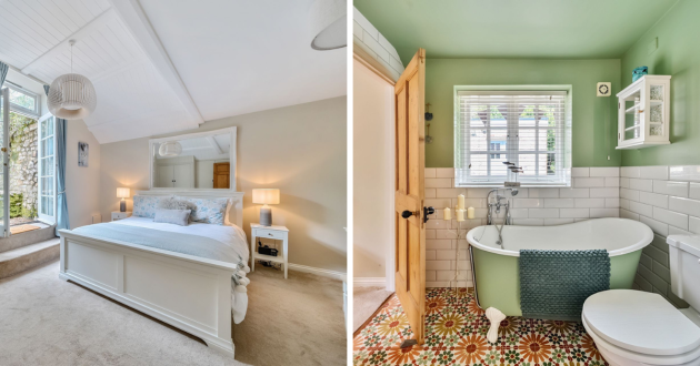 The Orangery holiday cottage review master bedroom and bathroom