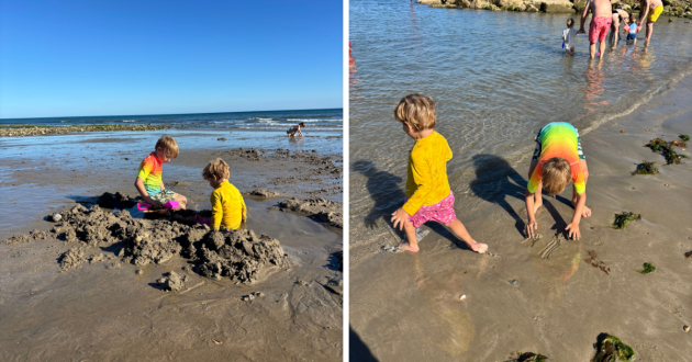 The Orangery holiday cottage review kids playing on Sandy Beach