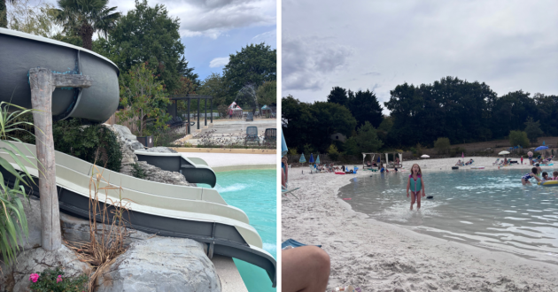 Eurocamp La Garangeoire review image showing lagoon beach pool and water slides