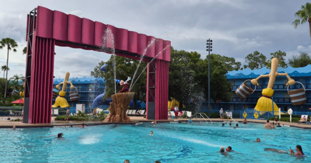 The Fantasia Pool, complete with Sorcerer Mickey fountain