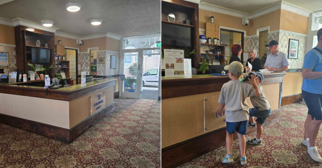 Lobby area and check in at the Esplanade Hotel Scarborough
