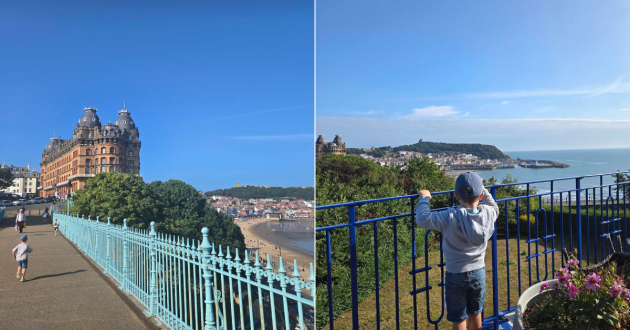 Walking across a bridge in Scarborough from the Esplanade Hotel Scarborough