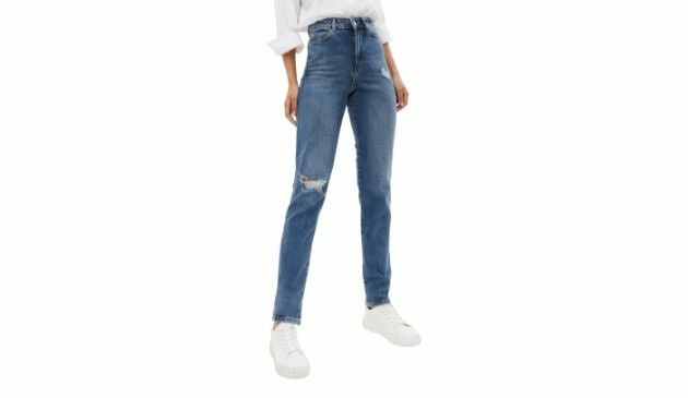 New Look Tall Blue Mid Wash Ripped Jenna Jeans