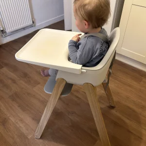 Uppababy Ciro highchair in testing with baby