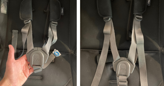 UPPAbaby Minu V3 stroller harness and buckle
