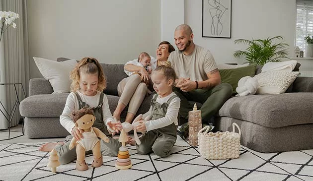 Family spending time in their living room