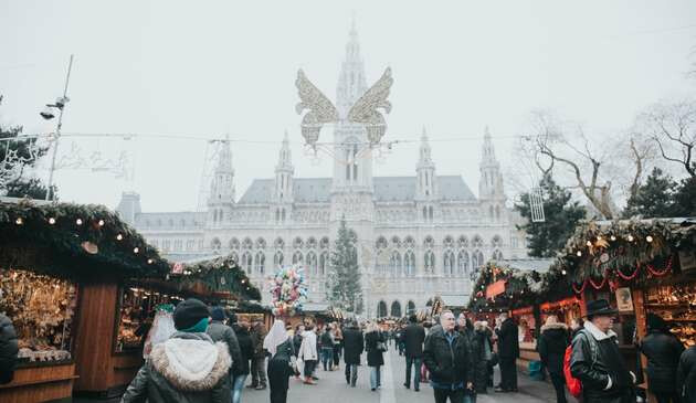 Vienna Christmas market in the snow