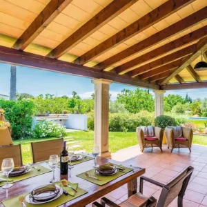 The outdoor terrace at Villa Ca'n Moscard in Mallorca