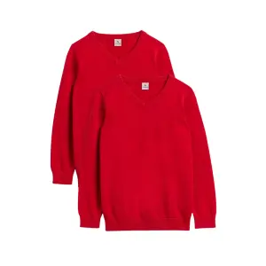 TU Unisex V-Neck School Jumper (2pk)