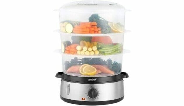 VonShef Food Steamer with 3 Removable Tiers