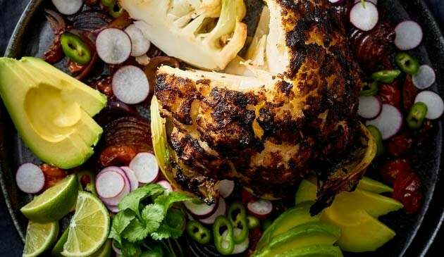 roasted cauliflower with vegetables