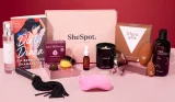 SheSpot subscription box with products laid out