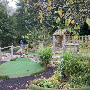Crazy golf course at the Whitemead Forest Park in the Forest of Dean