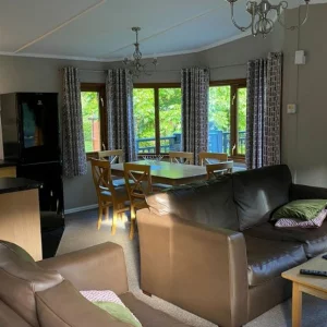Interior of a Woodland Lodge at Whitemead Forest Park in the Forest of Dean