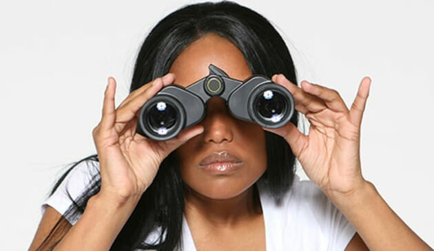 Woman with binoculars