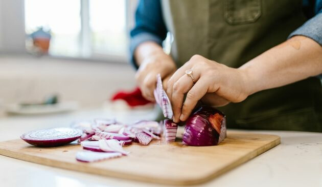 Woman chopping onions