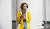 woman in yellow raincoat