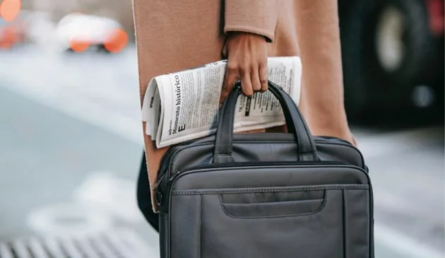 Woman with a laptop bag