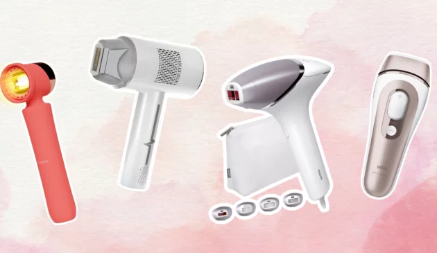 A photo collage of IPL hair removal devices from FOREO, Philips, Braun and others