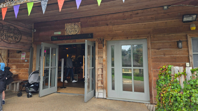 The entrance to The Crooked Spoon restaurant at Alton Towers Enchanted Village