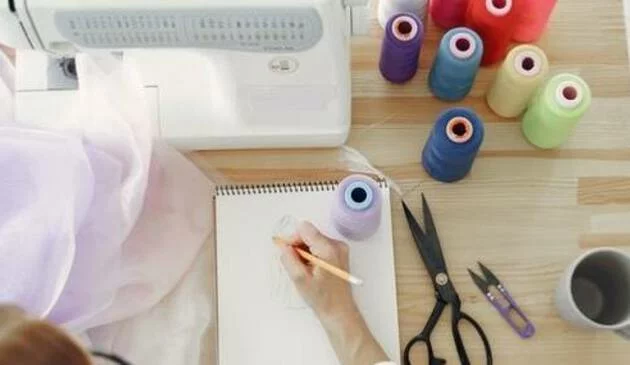 Sewing machine on table
